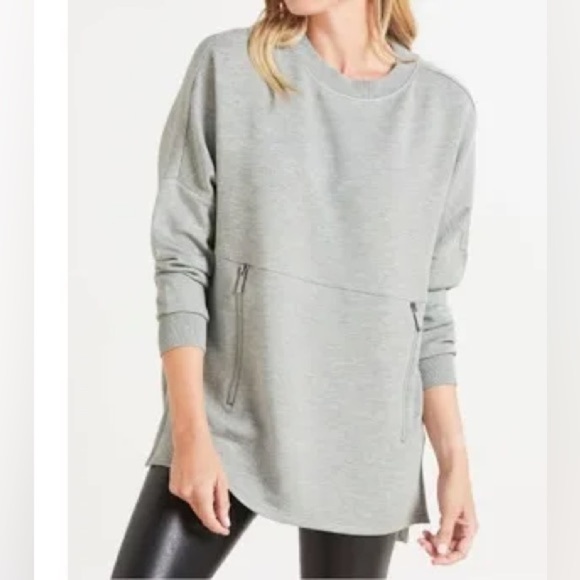 VARLEY Paige Longline Sweatshirt Anthropologie Small Crewneck Zipper Athlesiure - Picture 1 of 11